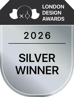 London Design Awards 2026 Silver Winner badge.